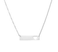 sourcing map 2Pcs Initial Bar Pendant Necklace, Stainless Steel Rectangle Blank Pendant Necklace, Heart Bar Charm for Woman Gifts Jewelry, Silver Tone