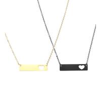 sourcing map 2Pcs Initial Bar Pendant Necklace, Stainless Steel Rectangle Blank Pendant Necklace, Heart Bar Charm for Woman Gifts Jewelry, Black/Golden