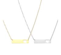 sourcing map 2Pcs Initial Bar Pendant Necklace, Stainless Steel Rectangle Blank Pendant Necklace, Heart Bar Charm for Woman Gifts Jewelry, Silver/Golden