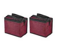 sourcing map 2pcs Insulated Reusable Grocery Bags with Zippers, Collapsible Cooler Bags Washable Food Shopping Bags for Hot/Cold Food Groceries Travel Beach (Red, 9.8"x5.9"x7.9")