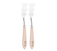 sourcing map 2pcs #J-8 Palette Knife 23mm Knife Width Solid Wood Handle Stainless Steel Painting Mixing Scraper Pallet Knife Spatula for Oil Acrylic Painting