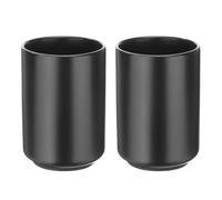 sourcing map 2pcs Japanese Ceramic Tea Cups 8oz / 240ml Simple Solid Color No Handle Ceramic Tea Mugs Matte Glazed Cylindrical Cup for Matcha Tea Wine Black Tea Coffee Drinks, Black