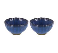 sourcing map 2pcs Japanese Matcha Bowl 4.23oz Traditional Gong Fu Tea Set Ceramic Mate Teacup Japanese No Handle Large Porcelain Teacup for Matcha Green Tea Coffee Drinks, Blue