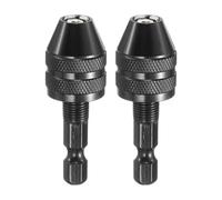 sourcing map 2pcs Keyless Drill Chuck 1/4" Hex Shank Chuck Conversion Adapter 0.012"-0.14" Quick Change for Round-Shank Cordless Screwdrivers Drills Power DIY Tools, Black