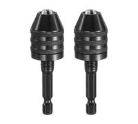 sourcing map 2pcs Keyless Drill Chuck 1/4" Hex Shank Chuck Conversion Adapter 0.012"-0.26" Quick Change for Round-Shank Cordless Screwdrivers Drills Power DIY Tools, Black