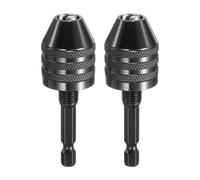 sourcing map 2pcs Keyless Drill Chuck 1/4" Hex Shank Chuck Conversion Adapter 0.024"-0.3" Quick Change for Round-Shank Cordless Screwdrivers Drills Power DIY Tools, Black
