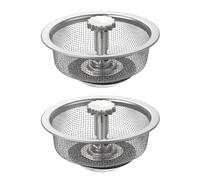 sourcing map 2Pcs Kitchen Sink Drain, Stainless Steel Kitchen Sink Strainer with Stopper, 1.97" OD x 3.27" ID x 1.57" Depth for Most Kitchen Sink Strainer Replacement