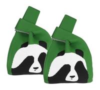 sourcing map 2Pcs Knit Wrist Bag, Cute Small Crochet Wristlet Handbag, Portable Fashionable Tote Pouch for Daily Use, Shopping, Travel, Parties, Panda Green