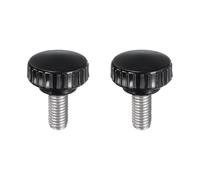 sourcing map 2pcs Knurled Clamping Knobs M10 x 20mm Metric 304 Stainless Steel Male Thread Thumb Screw on Type 30mm Plastic Round Head Threaded Hand Bolt Stud Knobs Black