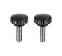 sourcing map 2pcs Knurled Clamping Knobs M10 x 30mm Metric 304 Stainless Steel Male Thread Thumb Screw on Type 30mm Plastic Round Head Threaded Hand Bolt Stud Knobs Black