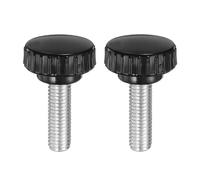 sourcing map 2pcs Knurled Clamping Knobs M10 x 30mm Metric Zinc Plated Carbon Steel Male Thread Thumb Screw on Type 30mm Plastic Round Head Threaded Hand Bolt Stud Knobs Black
