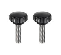 sourcing map 2pcs Knurled Clamping Knobs M10 x 35mm Metric 304 Stainless Steel Male Thread Thumb Screw on Type 30mm Plastic Round Head Threaded Hand Bolt Stud Knobs Black