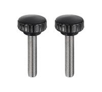 sourcing map 2pcs Knurled Clamping Knobs M10 x 50mm Metric 304 Stainless Steel Male Thread Thumb Screw on Type 30mm Plastic Round Head Threaded Hand Bolt Stud Knobs Black