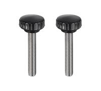 sourcing map 2pcs Knurled Clamping Knobs M10 x 60mm Metric 304 Stainless Steel Male Thread Thumb Screw on Type 30mm Plastic Round Head Threaded Hand Bolt Stud Knobs Black