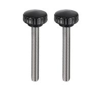 sourcing map 2pcs Knurled Clamping Knobs M10 x 80mm Metric 304 Stainless Steel Male Thread Thumb Screw on Type 30mm Plastic Round Head Threaded Hand Bolt Stud Knobs Black