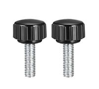 sourcing map 2pcs Knurled Clamping Knobs M5 x 20mm Metric Zinc Plated Carbon Steel Male Thread Thumb Screw on Type 16mm Plastic Round Head Threaded Hand Bolt Stud Knobs Black