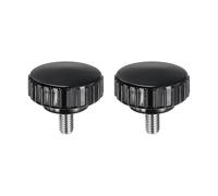sourcing map 2pcs Knurled Clamping Knobs M6 x 12mm Metric 304 Stainless Steel Male Thread Thumb Screw on Type 30mm Plastic Round Head Threaded Hand Bolt Stud Knobs Black