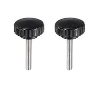 sourcing map 2pcs Knurled Clamping Knobs M6 x 40mm Metric 304 Stainless Steel Male Thread Thumb Screw on Type 30mm Plastic Round Head Threaded Hand Bolt Stud Knobs Black