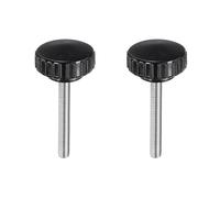 sourcing map 2pcs Knurled Clamping Knobs M6 x 50mm Metric 304 Stainless Steel Male Thread Thumb Screw on Type 30mm Plastic Round Head Threaded Hand Bolt Stud Knobs Black
