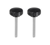 sourcing map 2pcs Knurled Clamping Knobs M6 x 60mm Metric 304 Stainless Steel Male Thread Thumb Screw on Type 30mm Plastic Round Head Threaded Hand Bolt Stud Knobs Black