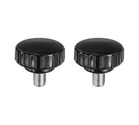 sourcing map 2pcs Knurled Clamping Knobs M8 x 12mm Metric 304 Stainless Steel Male Thread Thumb Screw on Type 30mm Plastic Round Head Threaded Hand Bolt Stud Knobs Black
