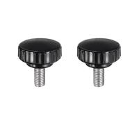 sourcing map 2pcs Knurled Clamping Knobs M8 x 16mm Metric 304 Stainless Steel Male Thread Thumb Screw on Type 30mm Plastic Round Head Threaded Hand Bolt Stud Knobs Black