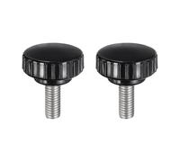 sourcing map 2pcs Knurled Clamping Knobs M8 x 20mm Metric 304 Stainless Steel Male Thread Thumb Screw on Type 30mm Plastic Round Head Threaded Hand Bolt Stud Knobs Black