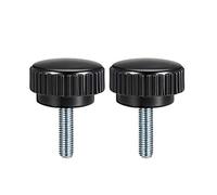 sourcing map 2pcs Knurled Clamping Knobs M8 x 20mm Metric Zinc Plated Carbon Steel Male Thread Thumb Screw on Type 40mm Plastic Round Head Threaded Hand Bolt Stud Knobs Black