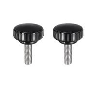 sourcing map 2pcs Knurled Clamping Knobs M8 x 25mm Metric 304 Stainless Steel Male Thread Thumb Screw on Type 30mm Plastic Round Head Threaded Hand Bolt Stud Knobs Black