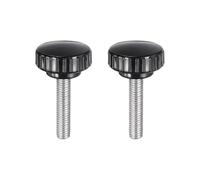 sourcing map 2pcs Knurled Clamping Knobs M8 x 35mm Metric 304 Stainless Steel Male Thread Thumb Screw on Type 30mm Plastic Round Head Threaded Hand Bolt Stud Knobs Black