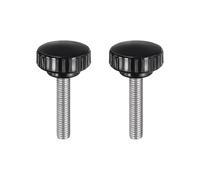 sourcing map 2pcs Knurled Clamping Knobs M8 x 45mm Metric 304 Stainless Steel Male Thread Thumb Screw on Type 30mm Plastic Round Head Threaded Hand Bolt Stud Knobs Black