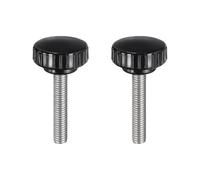 sourcing map 2pcs Knurled Clamping Knobs M8 x 50mm Metric 304 Stainless Steel Male Thread Thumb Screw on Type 30mm Plastic Round Head Threaded Hand Bolt Stud Knobs Black