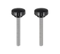 sourcing map 2pcs Knurled Clamping Knobs M8 x 80mm Metric 304 Stainless Steel Male Thread Thumb Screw on Type 30mm Plastic Round Head Threaded Hand Bolt Stud Knobs Black