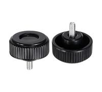 sourcing map 2pcs Knurled Clamping Knobs Thumb Screws M6 x 12mm Metric Male Thread 38mm Plastic Round Head Carbon Steel Stud Threaded Knob Thumbscrew Handle Hand Tightening Screw, Black