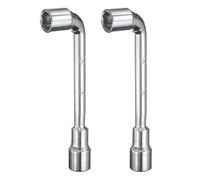 sourcing map 2pcs L Shaped Angled Hex Socket Wrench 14mm 45# Steel Double Ended Metric 6 Point Tubular Socket Spanner for General Repairing, Pipeline, Bicycle Car Maintenance