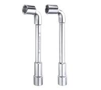 sourcing map 2pcs L Shaped Angled Hex Socket Wrench 17mm 18mm High Carbon Steel Double Ended Metric 6 Point Tubular Socket Spanner for General Repairing, Pipeline, Bicycle Car Maintenance
