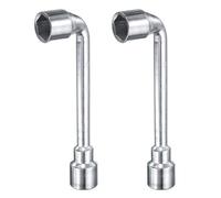 sourcing map 2pcs L Shaped Angled Hex Socket Wrench 24mm 45# Steel Double Ended Metric 6 Point Tubular Socket Spanner for General Repairing, Pipeline, Bicycle Car Maintenance