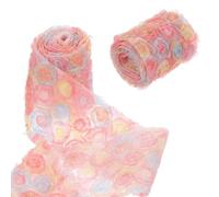 sourcing map 2PCS Lace Trim Ribbon, 1Yard 3D Rose Floral Embroidery Ribbons Edge Trimming for Sewing, Wedding Dress, DIY Crafts, Decoration Accessories, Pink Yellow