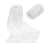 sourcing map 2PCS Lace Trim Ribbon, 1Yard 3D Rose Floral Embroidery Ribbons Edge Trimming for Sewing, Wedding Dress, DIY Crafts, Decoration Accessories, White