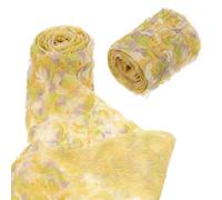 sourcing map 2PCS Lace Trim Ribbon, 1Yard 3D Rose Floral Embroidery Ribbons Edge Trimming for Sewing, Wedding Dress, DIY Crafts, Decoration Accessories, Color Yellow
