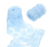 sourcing map 2PCS Lace Trim Ribbon, 1Yard 3D Rose Floral Embroidery Ribbons Edge Trimming for Sewing, Wedding Dress, DIY Crafts, Decoration Accessories, Light Blue
