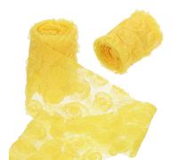 sourcing map 2PCS Lace Trim Ribbon, 1Yard 3D Rose Floral Embroidery Ribbons Edge Trimming for Sewing, Wedding Dress, DIY Crafts, Decoration Accessories, Dark Yellow