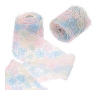 sourcing map 2PCS Lace Trim Ribbon, 1Yard 3D Rose Floral Embroidery Ribbons Edge Trimming for Sewing, Wedding Dress, DIY Crafts, Decoration Accessories, Color Blue