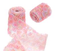 sourcing map 2PCS Lace Trim Ribbon, 2.36 inch - 1 Yard 3D Rose Floral Embroidery Ribbons Edge Trimming for Sewing, Wedding Dress, DIY Crafts, Decoration Accessories, Pink Rose