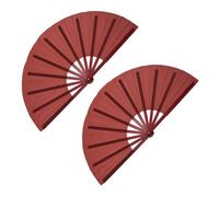 sourcing map 2Pcs Large Folding Hand Rave Fan, Decorative Handheld Folding Hand Clacking Fan for Line Dancing Festival Party Performance Decoration, Burgundy