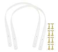 sourcing map 2Pcs Leather Bag Handles, 23.6" Replacement Handle PU Leather Sew on Shoulder Purse Straps with Rivets for DIY Tote Bag Making Wallet Handbag Repair, White