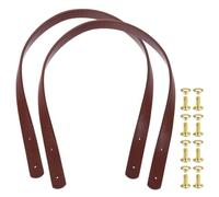 sourcing map 2Pcs Leather Bag Handles, 23.6" Replacement Handle PU Leather Sew on Shoulder Purse Straps with Rivets for DIY Tote Bag Making Wallet Handbag Repair, Wine Red