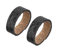 sourcing map 2Pcs Leather Belt Loop Keepers - Irregular Pattern Ring Buckle Fits 3.5cm Width Belt Strap for DIY Craft Bag Belt Fixing (Black)