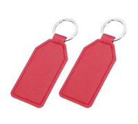 sourcing map 2pcs Leather Key Fob, PU Car Keychain Blanks Key Rings Key Holder for DIY Laser Engraving Birthday Father's Day Gifts, Dark Red