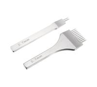 sourcing map 2Pcs Leather Stitching Punch 2.7mm 2/10 Prong Carbon Steel Leather Punch Hole Tool Chisel for DIY Craft Handbag Wallets Card Belt Holders Key Holders Belts, White